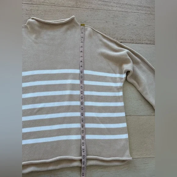 Frank & Eileen Monterey Cotton Funnel Neck Sweater Size XL sand white